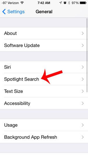 select the spotlight search option