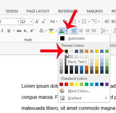 click the font color button and choose a color