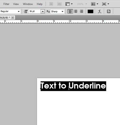 photoshop underline text