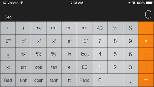 rotate the screen to display the scientific calculator functions