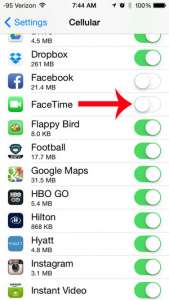 facetime cellular data is turned off