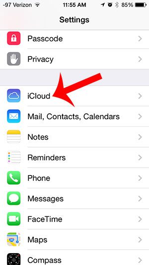 touch the icloud button