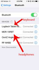 bluetooth keyboard and bluetooth headphones at same time