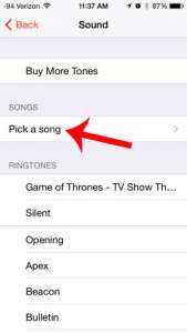 select the pick a song option