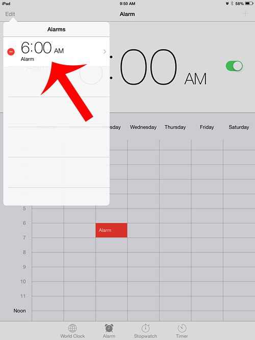 select the alarm to change