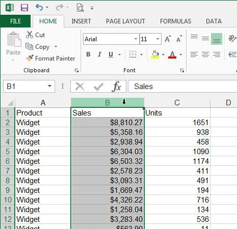 select the cells to reformat