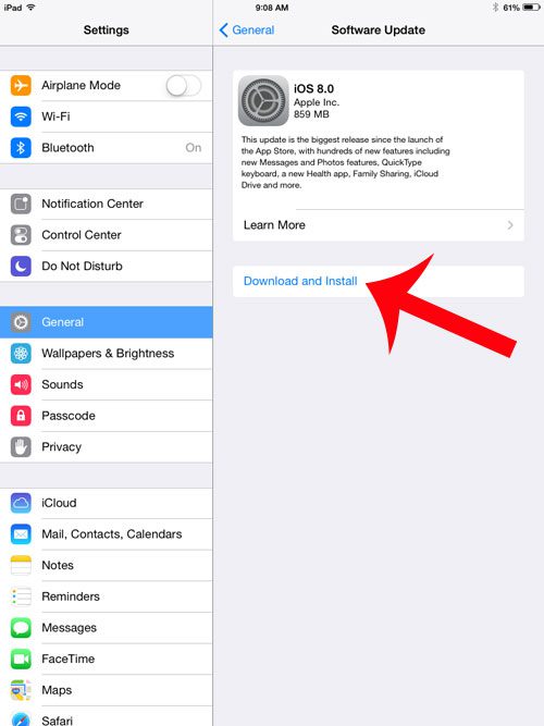 select the download and install option