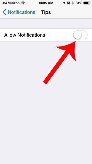 turn off the allow notifications option