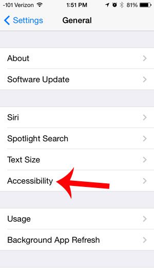 select the accessibility option