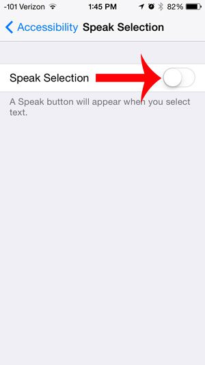 turn off speak selection