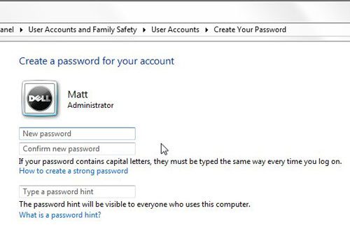 enter and re-enter your password