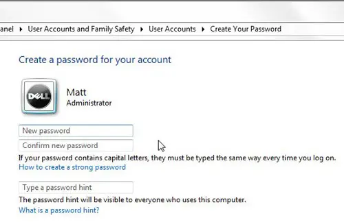 enter and re-enter your password