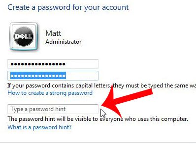 create a password hint