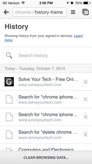 chrome iphone history