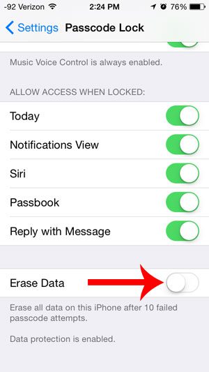 turn off the erase data option