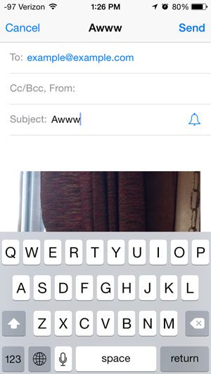 how to send photos from my iphone to an email address