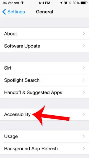 select the accessibility option