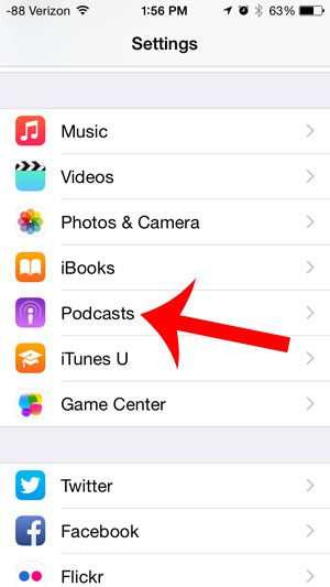 open the podcasts menu