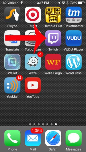 open the twitch iphone app