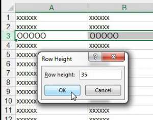 enter the desired row height