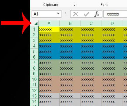 select all of the cells in the spreadsheet