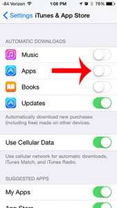 turn off the apps option under automatic downloads