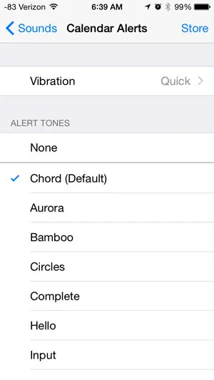 choose the new sound for calendar alerts