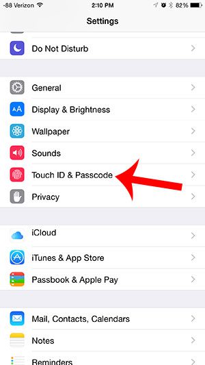 touch the touch id and passcode button