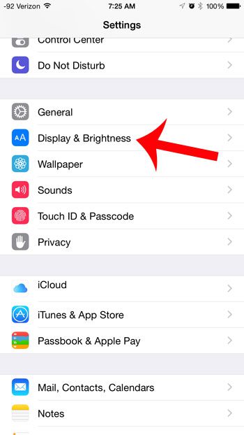 open the Display & Brightness menu