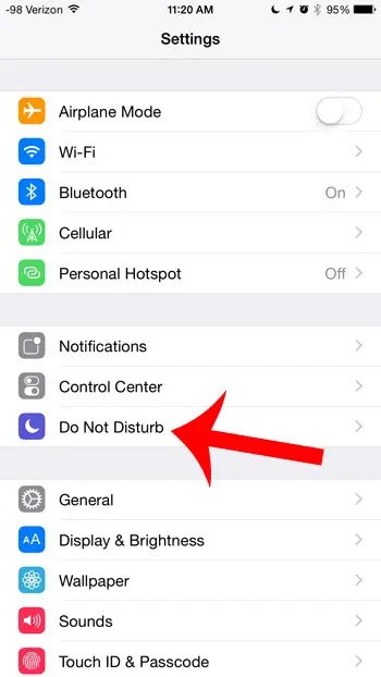 open the do not disturb menu