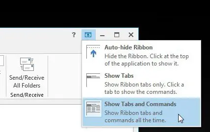 select how you want to view the ribbon in outlook 2013