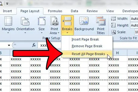 click the breaks button, then click the reset all page breaks option