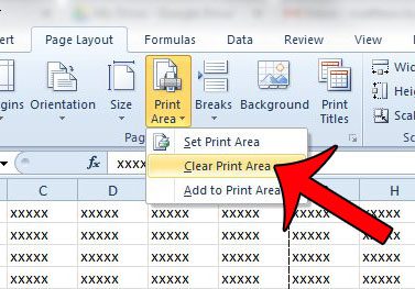 choose to clear the print area