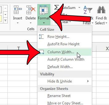 click format, then click column width