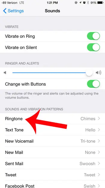 select the ringtone option