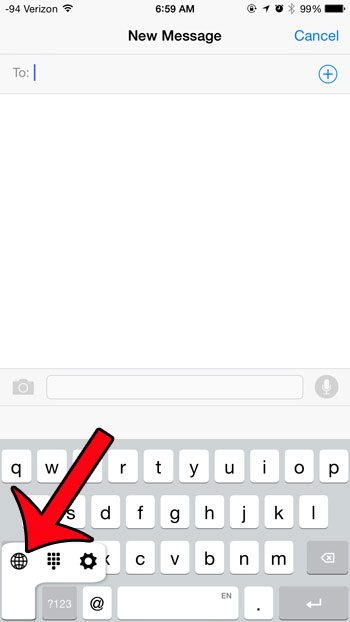 tap and hold the hand icon, then select the globe option