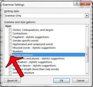 enable the passive sentences option