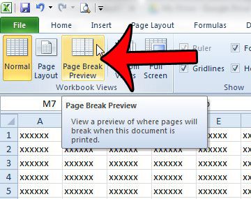 click the page break view button