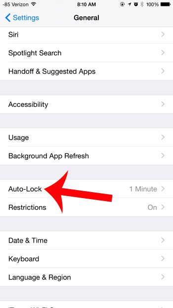 select the auto-lock option