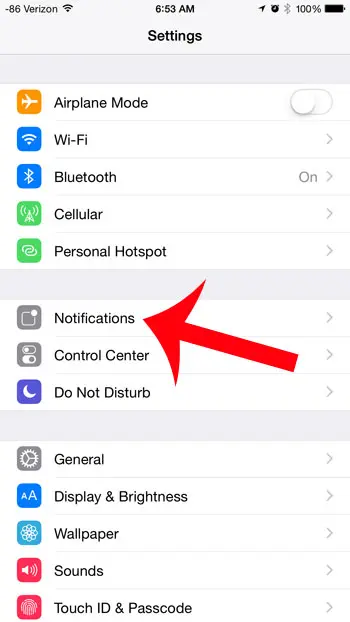 open the notifications menu