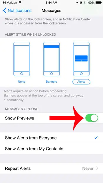 turn on the show previews option