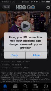 notice when using hbo go on cellular network