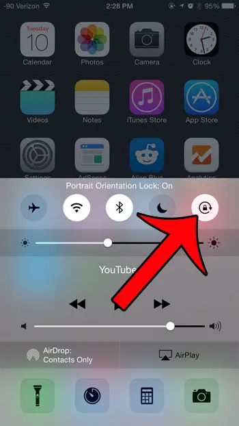 turn on portrait orientation lock