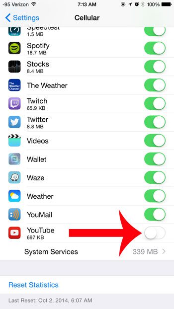 turn off the youtube cellular data option