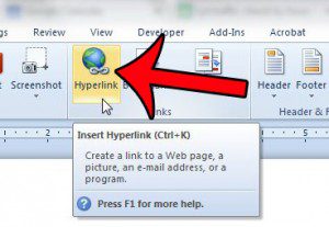 click the hyperlink button