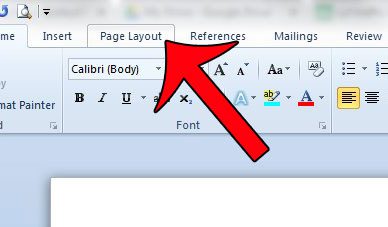 click the page layout tab