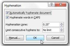 hyphenation options