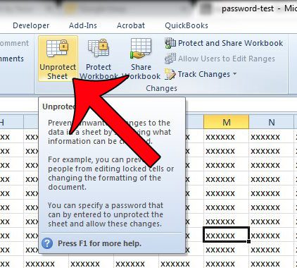 click the unprotect sheet button