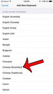 select the chinese (simplified) option