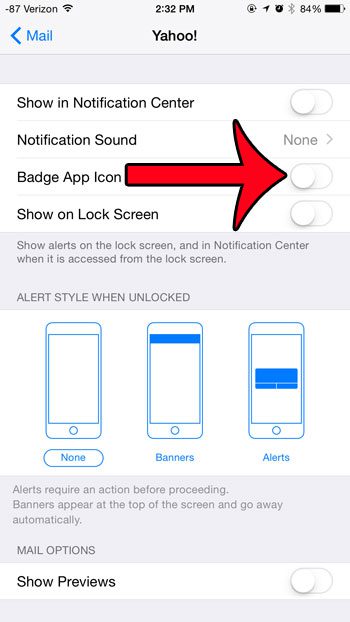 turn off the badge app icon option